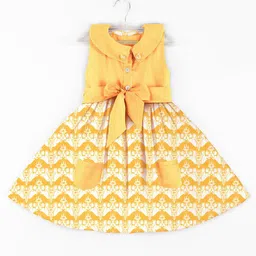 STORY TAILOR Yellow & White Pure Cotton Dress-image-66