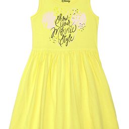 Disney by Wear Your Mind Girls Yellow Minnie Print Cotton Dress-image-2