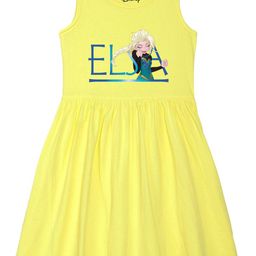 Disney by Wear Your Mind Girls Yellow Elsa Print A-Line Dress-image-46