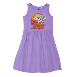 Tom & Jerry by Wear Your Mind Girls Purple & Red Tom & Jerry Printed Pure Cotton Dress-picture-20