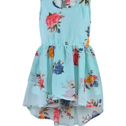 Wish Karo Girls Blue & Pink Floral Georgette Dress-picture-12