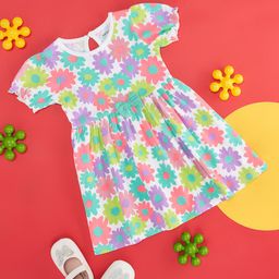 Pantaloons Baby Infants Girls Floral Printed Puffed Sleeves Cotton Fit and Flare Dress-picture-37
