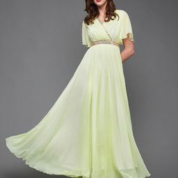 Miss Chase Embellished Flared Sleeves Gathered Georgette Maxi Dress-image-27