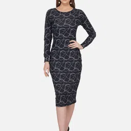 IMPERATIVE Women Black Sheath Midi Dress-picture-30