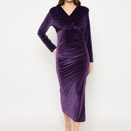 Madame Women V-Neck Sheath Midi Dress-picture-37