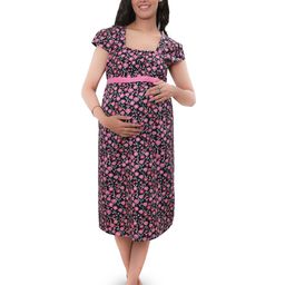 mama & bebe Women Floral Print Puff Sleeve Maternity Sheath Dress-image-64