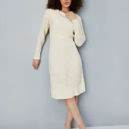 max Self Design Round Neck A-Line Dress-image-17