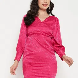 Madame Abstract Printed Cuffed Sleeves Sheath Dress-picture-7