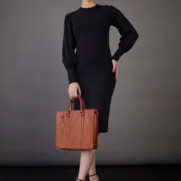 SASSAFRAS worklyf High Neck Puff Sleeves Formal Sheath Dress-image-85