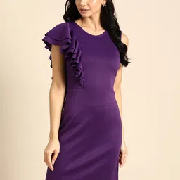 DODO & MOA Purple Scuba Sheath Dress-picture-56