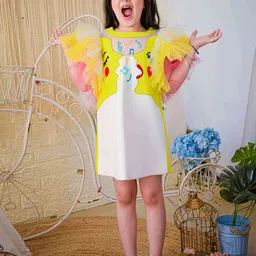 HOITY MOPPET Girls Abstract Printed Flared Sleeves Silk Sheath Dress-image-68