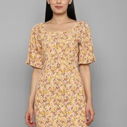 Allen Solly Woman Yellow Floral Sheath Dress-13