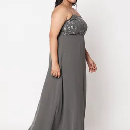 Curves by MISH Plus Size Charcoal Embellished Maxi Dress-image-28