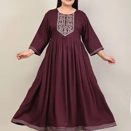 Swasti Plus Size Ethnic Embroidered Maxi Fit & Flare Ethnic Dress-picture-34