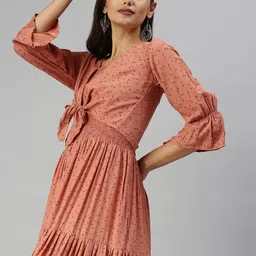 SHOWOFF Brown Crepe Maxi Midi Dress-image-31