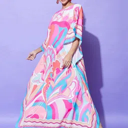 StyleStone Print Satin Maxi Midi Dress-image-4