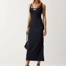 Happiness istanbul Square Neck Sleeveless Cut-Outs Straight Dress-image-52