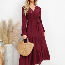 StyleCast Magenta Self Design Maxi Dress-image-70