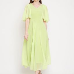 HELLO DESIGN Yellow Georgette Maxi Midi Dress-image-28