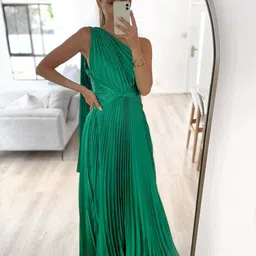 StyleCast x Revolte One Shoulder Sleeveless Fit and Flare Dress-image-9