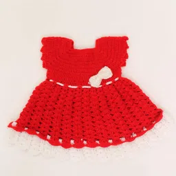 Woonie Girls Self Design Bow Detail Knitted Jumper Dress-picture-18