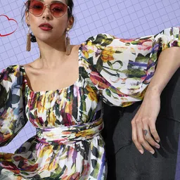 QUIERO Women Chic Multi-Coloured Floral Tiered Dress-image-35