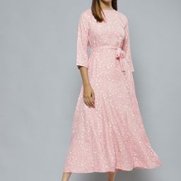DENNISON Pink Crepe Maxi Midi Dress-image-55