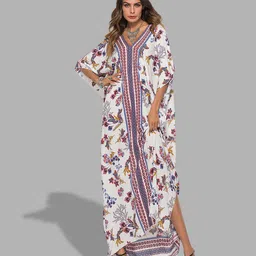JC Collection White & Red Floral Kaftan Maxi Dress-image-61