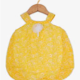 Creative Kids Girls Yellow Floral Print Shoulder Strap Balloon Dress-image-9