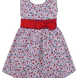 Wish Karo Off White & Red Floral Cotton Fit & Flare Dress-picture-14