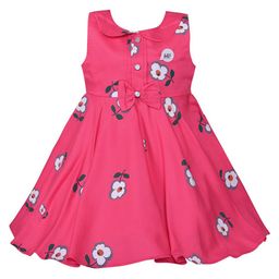 Wish Karo Girls Pink Floral Printed Peter Pan Collar Dress-image-30