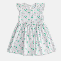 Pantaloons Junior Girls Round Neck Floral Printed Cotton Fit And Flare Dress-picture-37