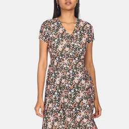Flying Machine Green Floral Dress-picture-17