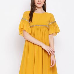 ALL WAYS YOU Bell Sleeve Georgette Empire Dress-image-34