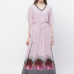 Arrabi Floral Satin Maxi Kaftan Nightdress-image-49
