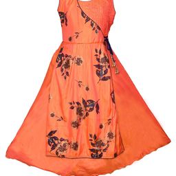 BAESD Girls Floral Printed Flared Satin Maxi Dress-image-8