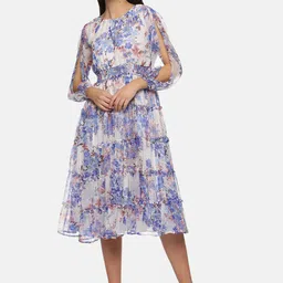 ISU Floral Cotton Chiffon Midi Dress-image-30
