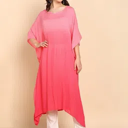 Maaesa Kimono Sleeve Crepe Kaftan Midi Dress-image-65