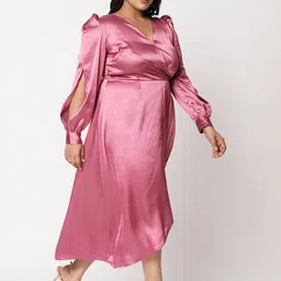 Curves by MISH Pink Plus Size Midi Dress-image-68