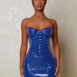 StyleCast Blue Sweetheart Neck Bodycon Mini Dress-image-34