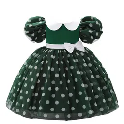 StyleCast Green Girls Polka Dot Printed Peter Pan Collar Puff Sleeves Balloon Mini Dress-image-45