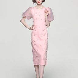JC Collection Embellished Puff Sleeves Sheath Dress-image-42