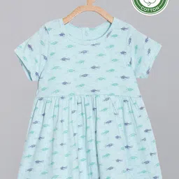 Broon Sea Green Printed Organic Cotton Dress-image-71