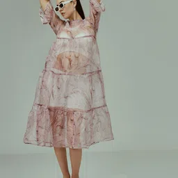 BAESD Abstract Printed A-Line Dress-picture-8