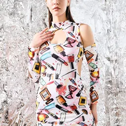 BAESD Conversational Printed Bodycon Dress-image-61