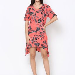 DRIRO Women Red Floral Print Shantoon A-Line Dress-image-41