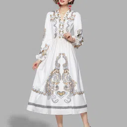 JC Collection Women White Ethnic Motifs Midi Dress-image-34