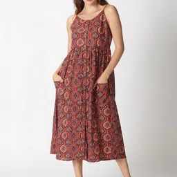 Saffron Threads Ethnic Motifs A-Line Midi Dress-picture-25