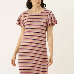Campus Sutra Women's Multicolour Horizontal Striped Bodycon Dress-image-25