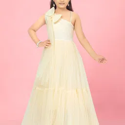BAESD Girls One Shoulder Bow Detail Tiered Maxi Gown-image-38